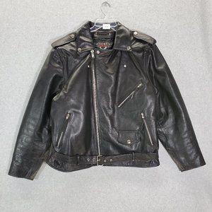 Wilsons Leather 2XL Genuine Leather Belted Motorcycle Jacket w/ Quilted Lining